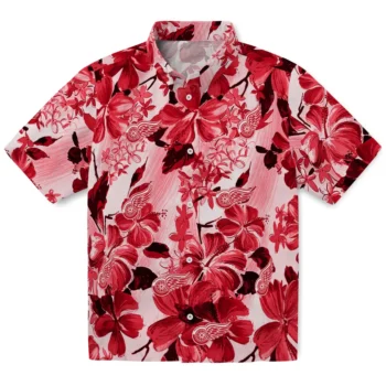 detroit red wings hibiscus arrangement red hawaiian shirts best selling