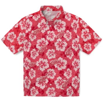 detroit red wings hibiscus cluster red hawaiian shirts best selling