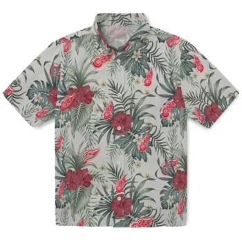 detroit red wings hibiscus designs beige hawaiian shirts best selling