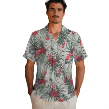 detroit red wings hibiscus designs beige hawaiian shirts fashion forward