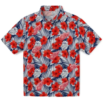 detroit red wings hibiscus fiesta red royal blue hawaiian shirts best selling