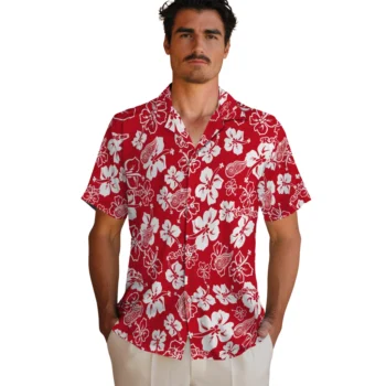 detroit red wings hibiscus bloom red hawaiian shirts fashion forward