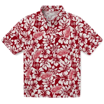 detroit red wings hibiscus motif red white hawaiian shirts best selling