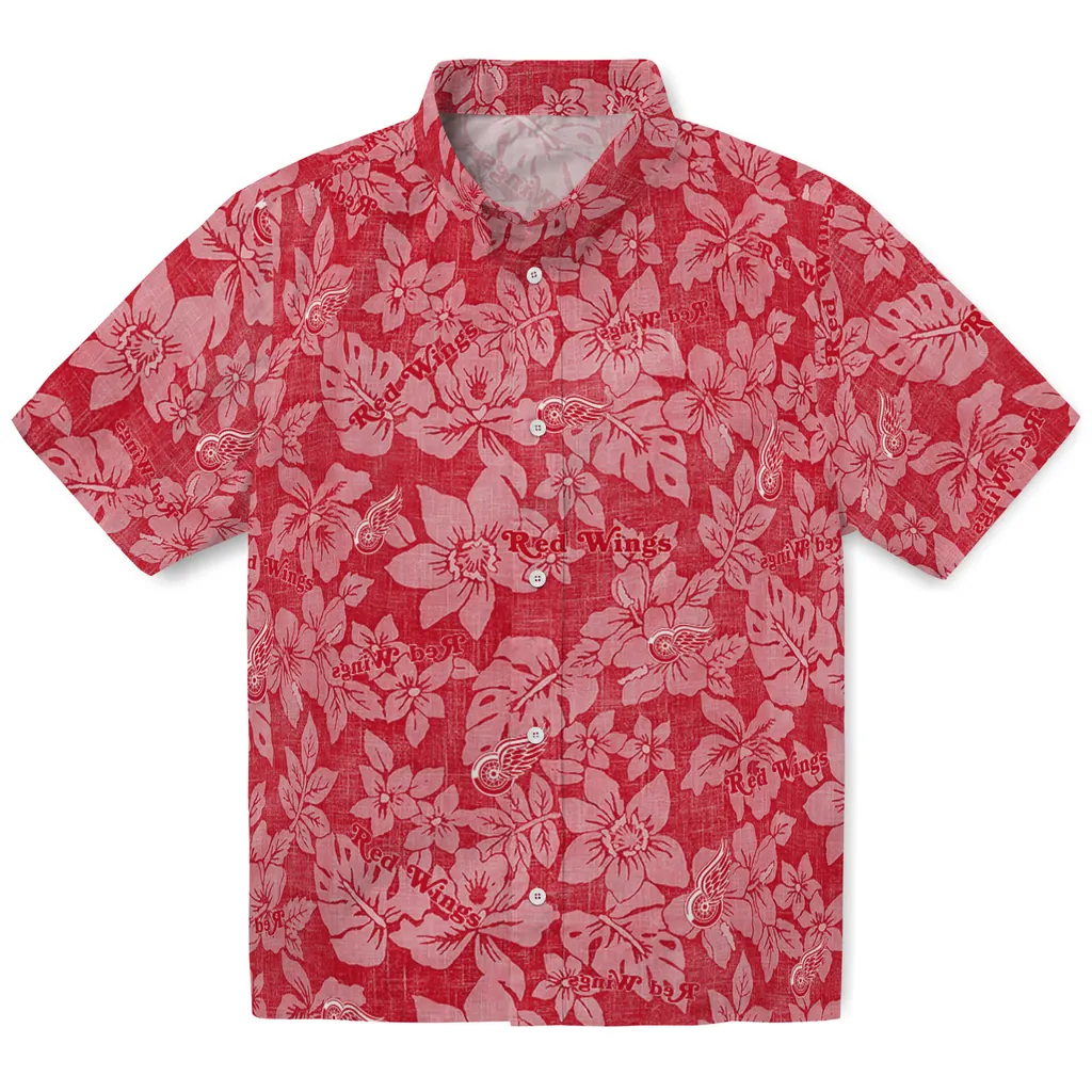 Detroit Red Wings Hawaiian Shirt - Hibiscus Oasis detroit red wings hibiscus oasis red hawaiian shirts best selling