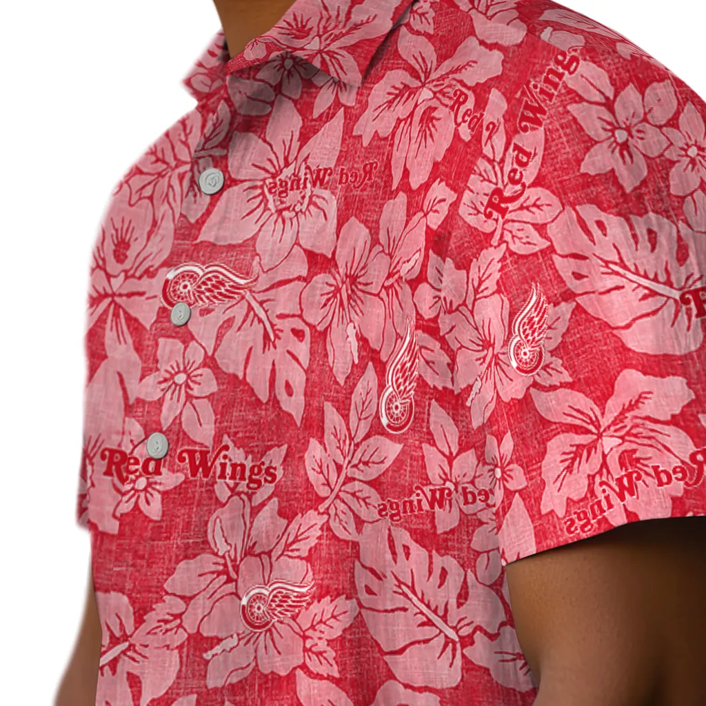 Detroit Red Wings Hawaiian Shirt - Hibiscus Oasis detroit red wings hibiscus oasis red hawaiian shirts trendy
