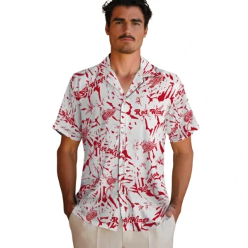 detroit red wings hibiscus overlay hawaiian shirts fashion forward