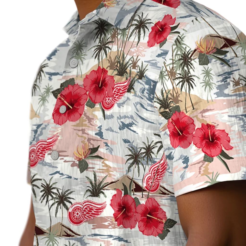 Detroit Red Wings Hawaiian Shirt - Hibiscus Seaside detroit red wings hibiscus seaside white hawaiian shirts trendy