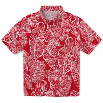 detroit red wings leaf outline red hawaiian shirts best selling