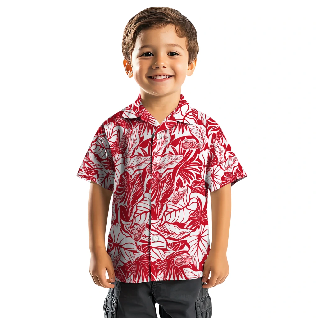 Detroit Red Wings Hawaiian Shirt - Monstera Layer detroit red wings monstera layer red hawaiian shirts top rated