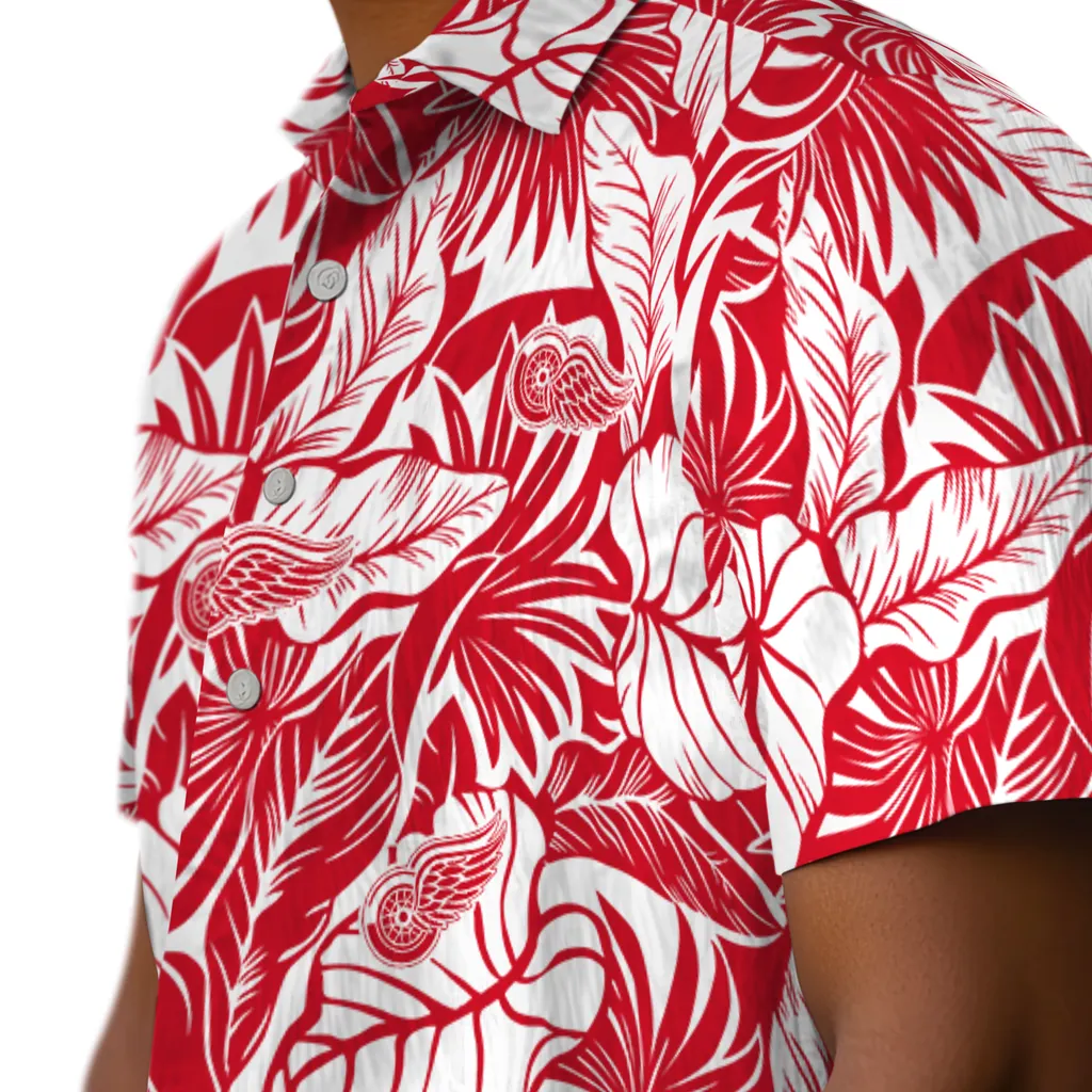 Detroit Red Wings Hawaiian Shirt - Monstera Layer detroit red wings monstera layer red hawaiian shirts trendy