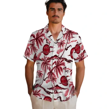 detroit red wings palm sunset hawaiian shirts fashion forward