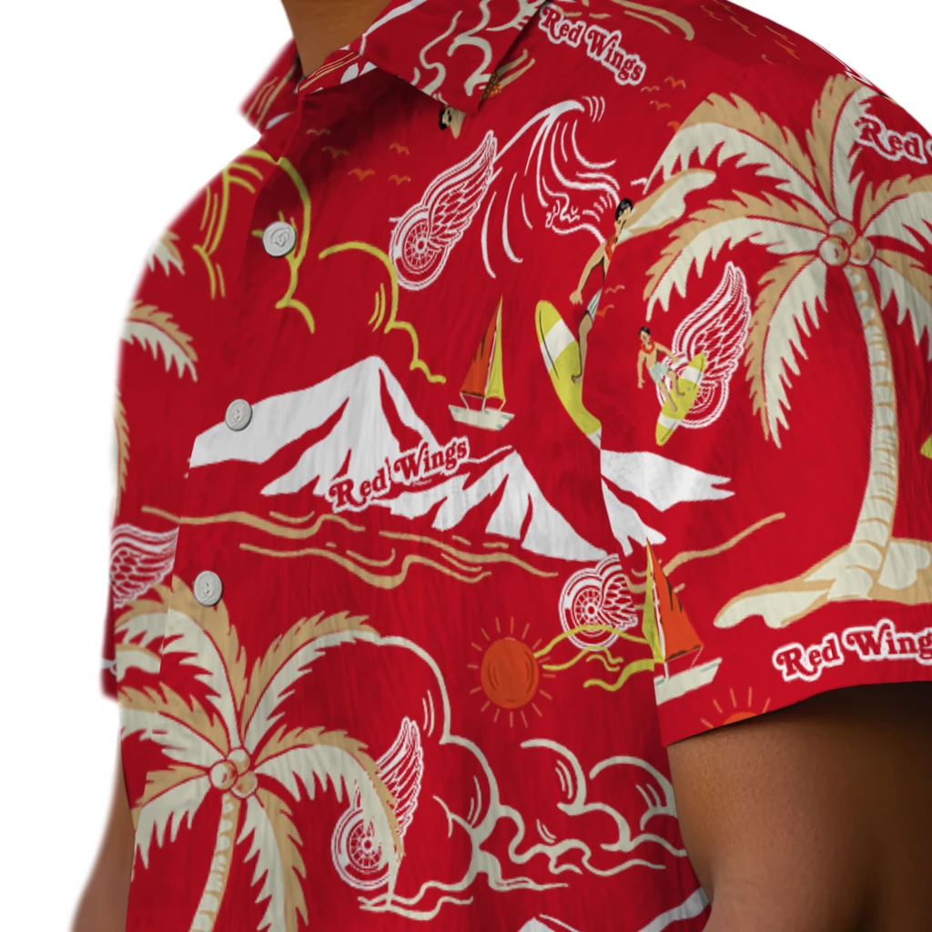 Detroit Red Wings Hawaiian Shirt - Palm Tree Island detroit red wings palm tree island red hawaiian shirts trendy