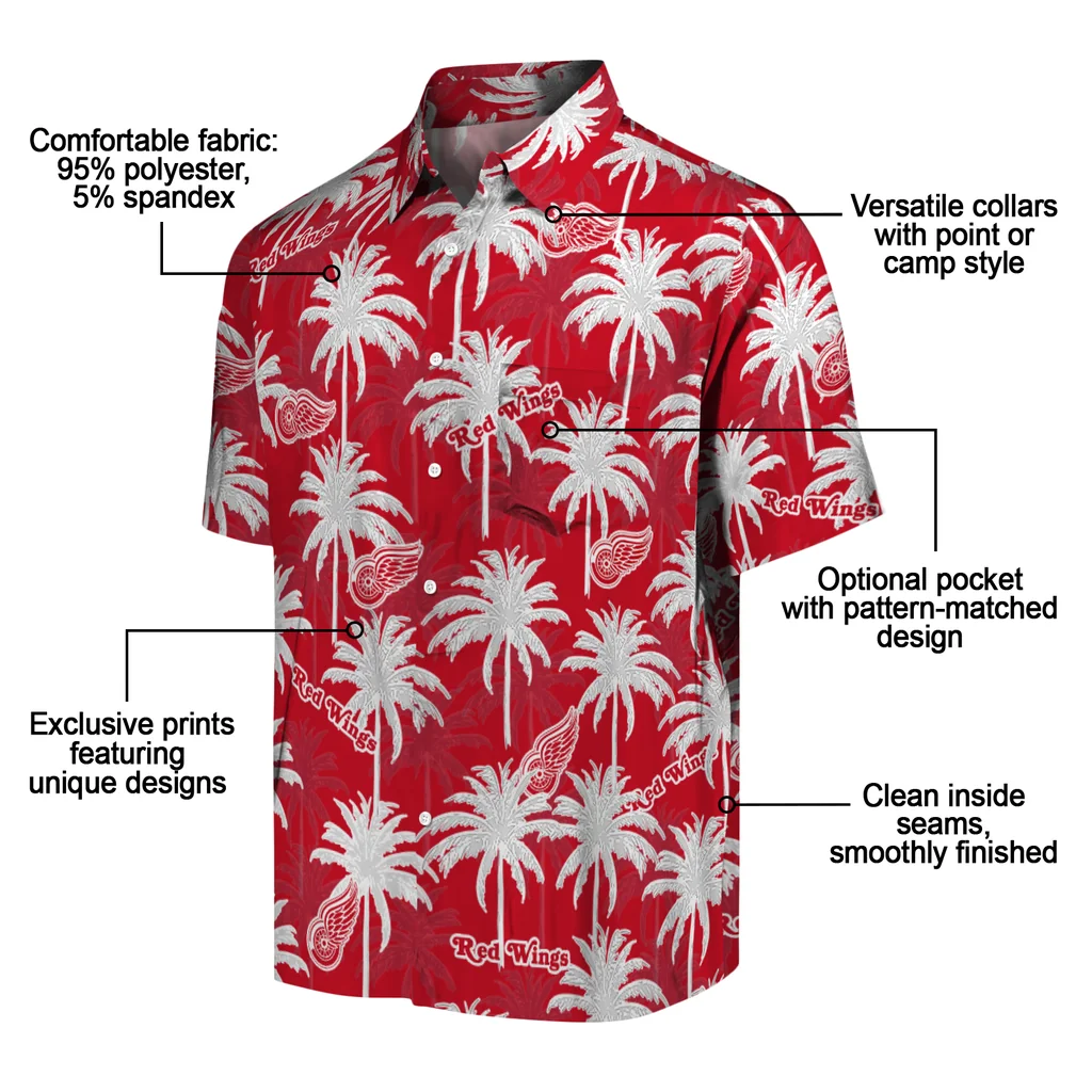 Detroit Red Wings Hawaiian Shirt - Palm Tree Motif detroit red wings palm grove red hawaiian shirts new arrival