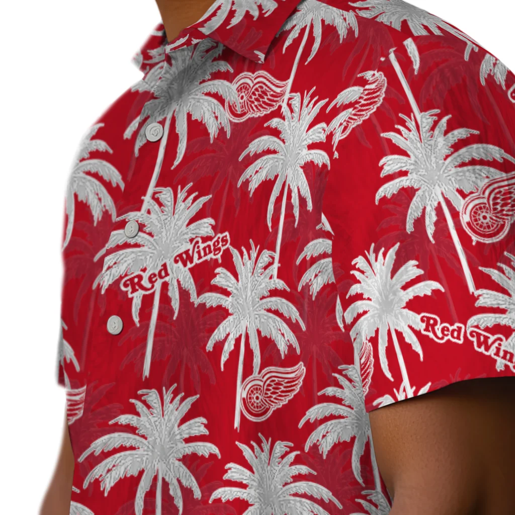 Detroit Red Wings Hawaiian Shirt - Palm Tree Motif detroit red wings palm grove red hawaiian shirts trendy