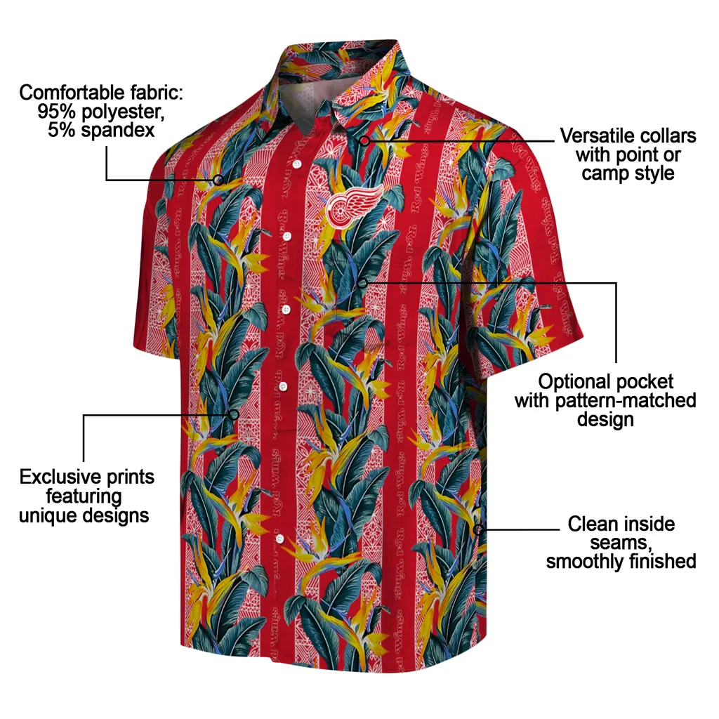 Detroit Red Wings Hawaiian Shirt - Paradise Vines detroit red wings paradise vines red hawaiian shirts new arrival