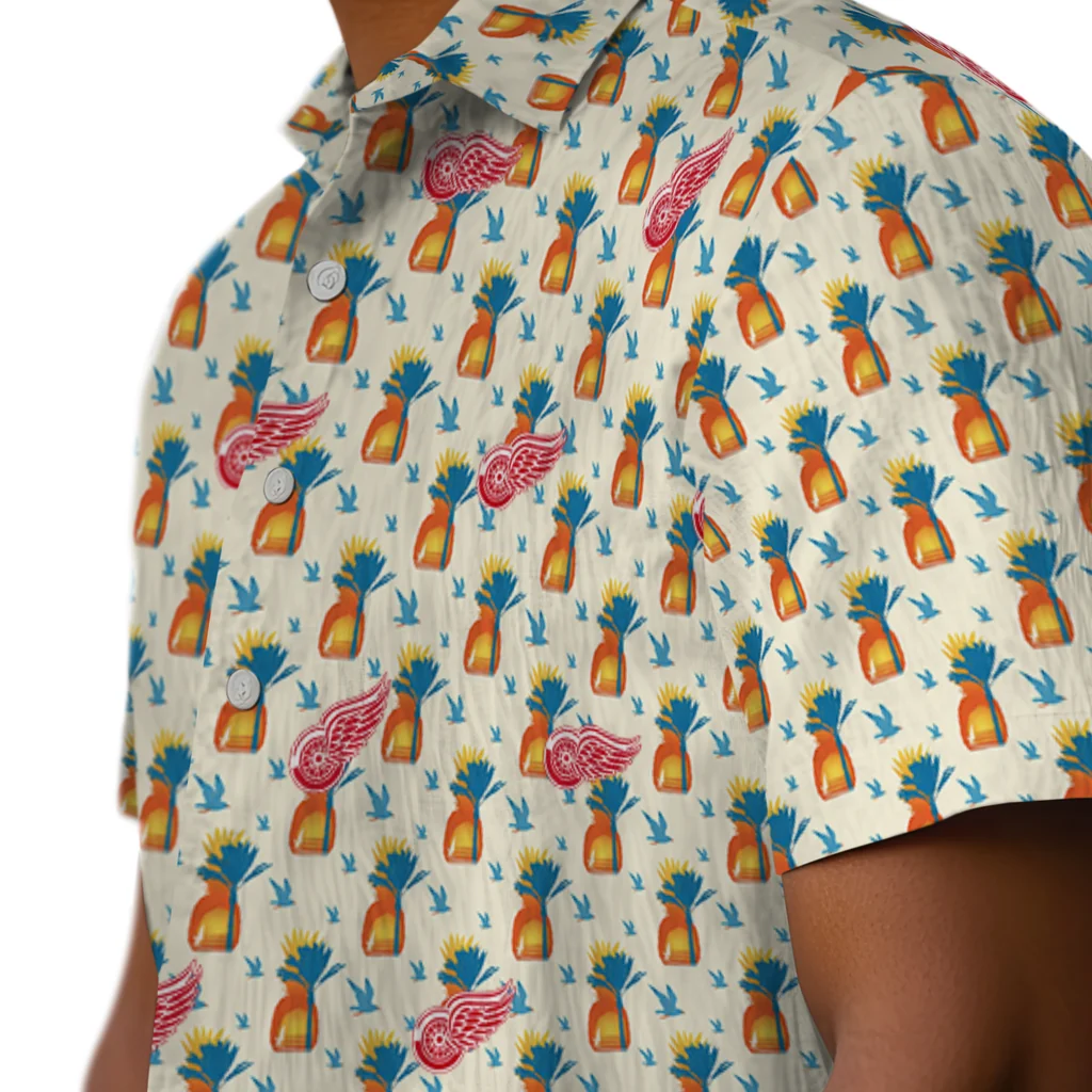 Detroit Red Wings Hawaiian Shirt - Pineapple Delight detroit red wings pineapple delight beige hawaiian shirts trendy