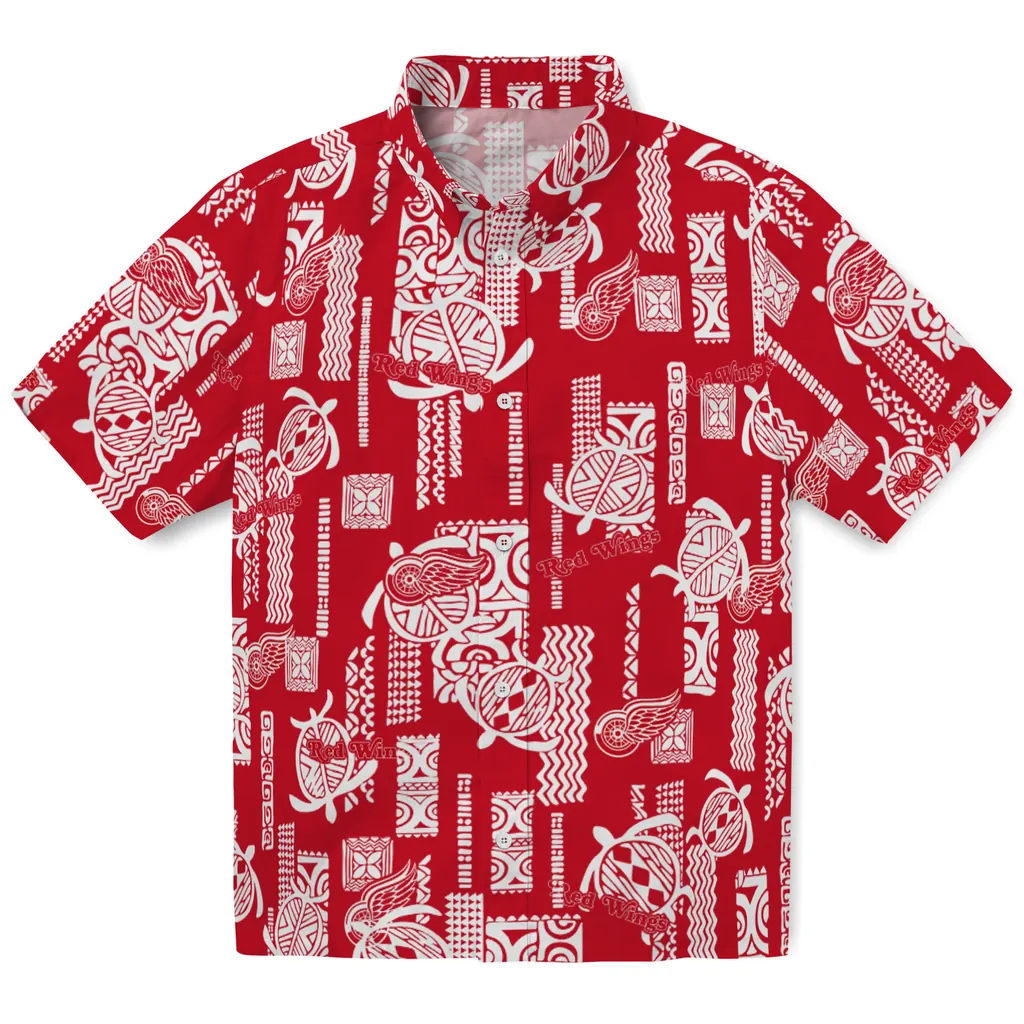 Detroit Red Wings Hawaiian Shirt - Turtle Lines detroit red wings turtle lines red hawaiian shirts best selling