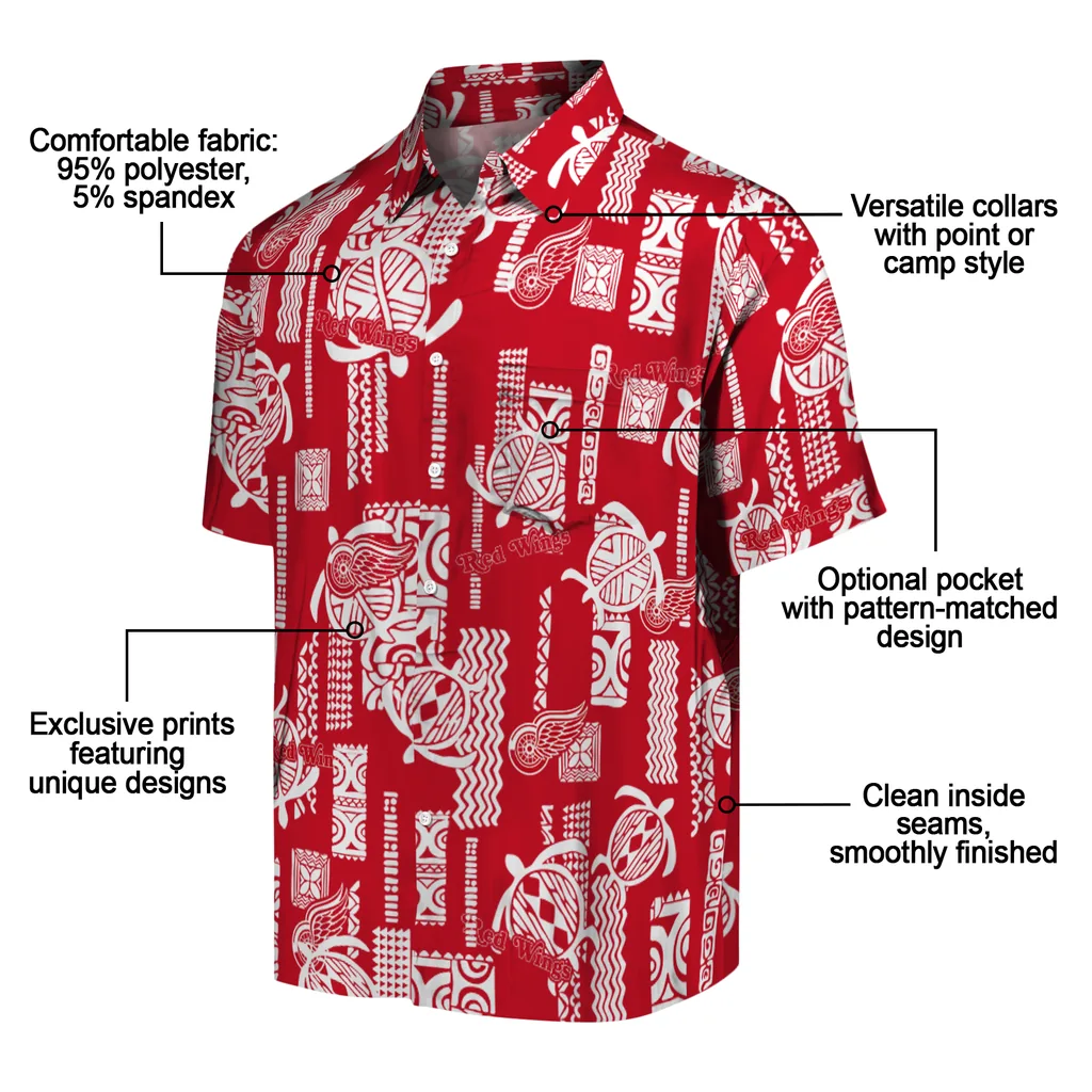 Detroit Red Wings Hawaiian Shirt - Turtle Lines detroit red wings turtle lines red hawaiian shirts new arrival