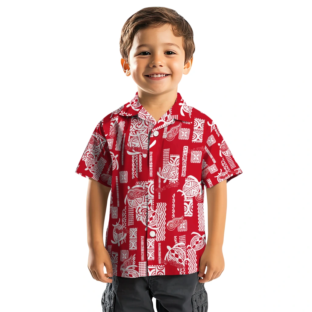Detroit Red Wings Hawaiian Shirt - Turtle Lines detroit red wings turtle lines red hawaiian shirts top rated