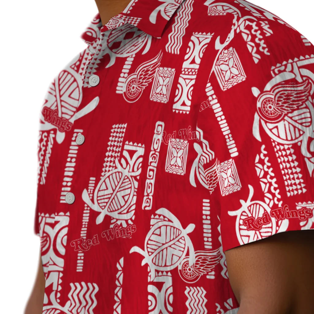 Detroit Red Wings Hawaiian Shirt - Turtle Lines detroit red wings turtle lines red hawaiian shirts trendy