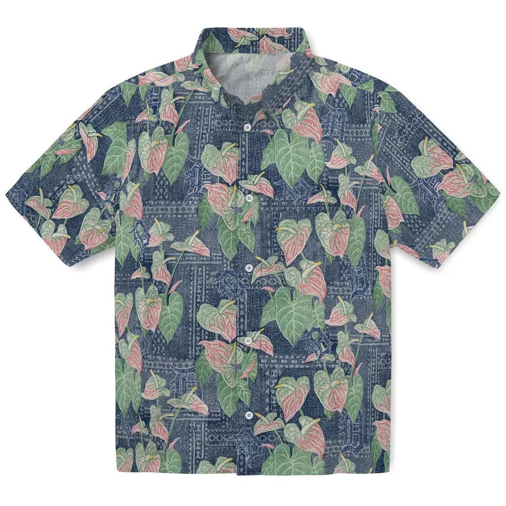 Detroit Tigers Hawaiian Shirt - Anthurium Overlay detroit tigers anthurium overlay navy hawaiian shirts best selling