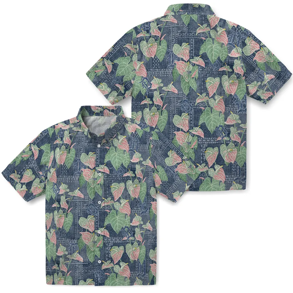 Detroit Tigers Hawaiian Shirt - Anthurium Overlay detroit tigers anthurium overlay navy hawaiian shirts high quality