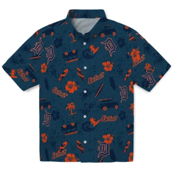 detroit tigers beach vibe navy hawaiian shirts best selling