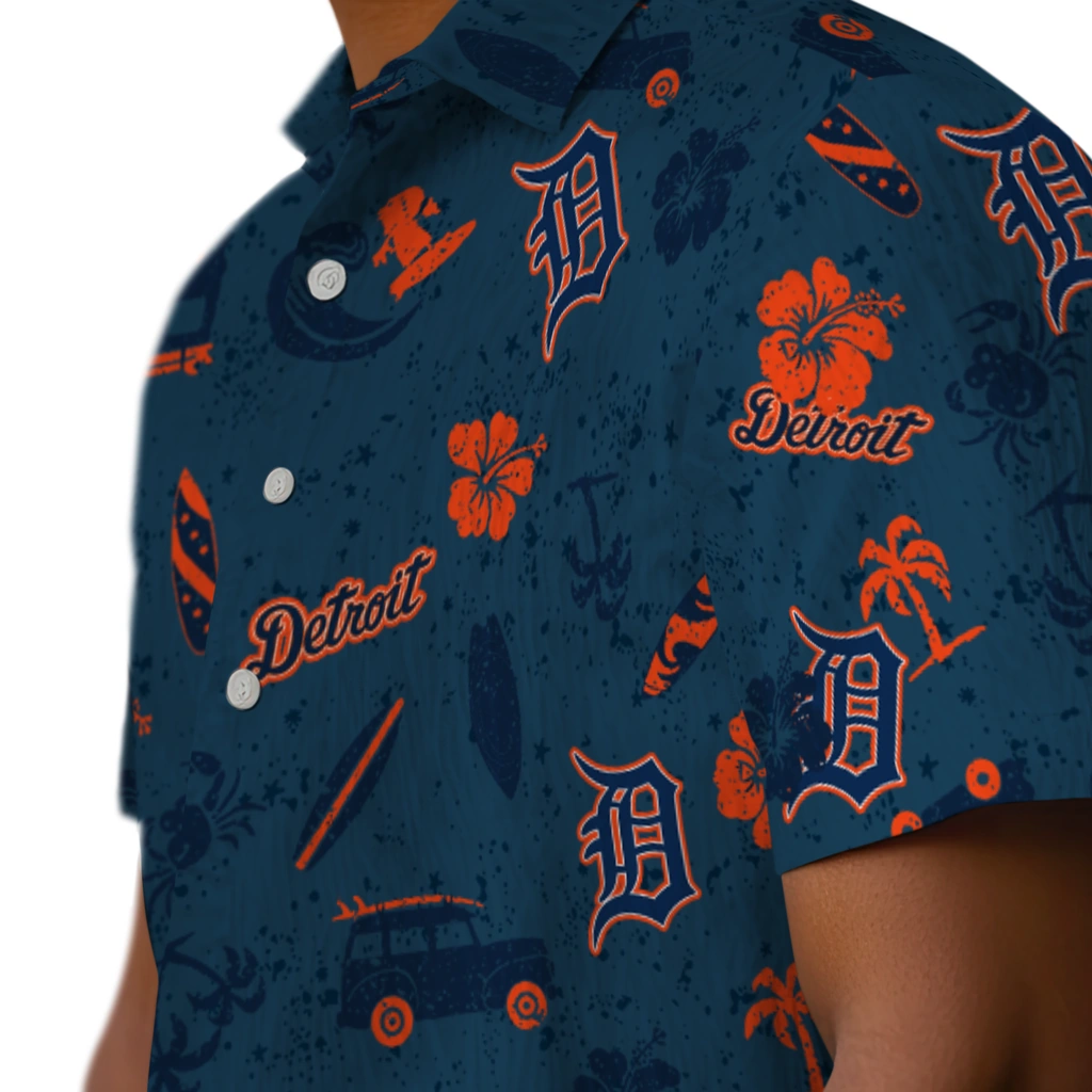 Detroit Tigers Hawaiian Shirt - Beach Vibe detroit tigers beach vibe navy hawaiian shirts trendy