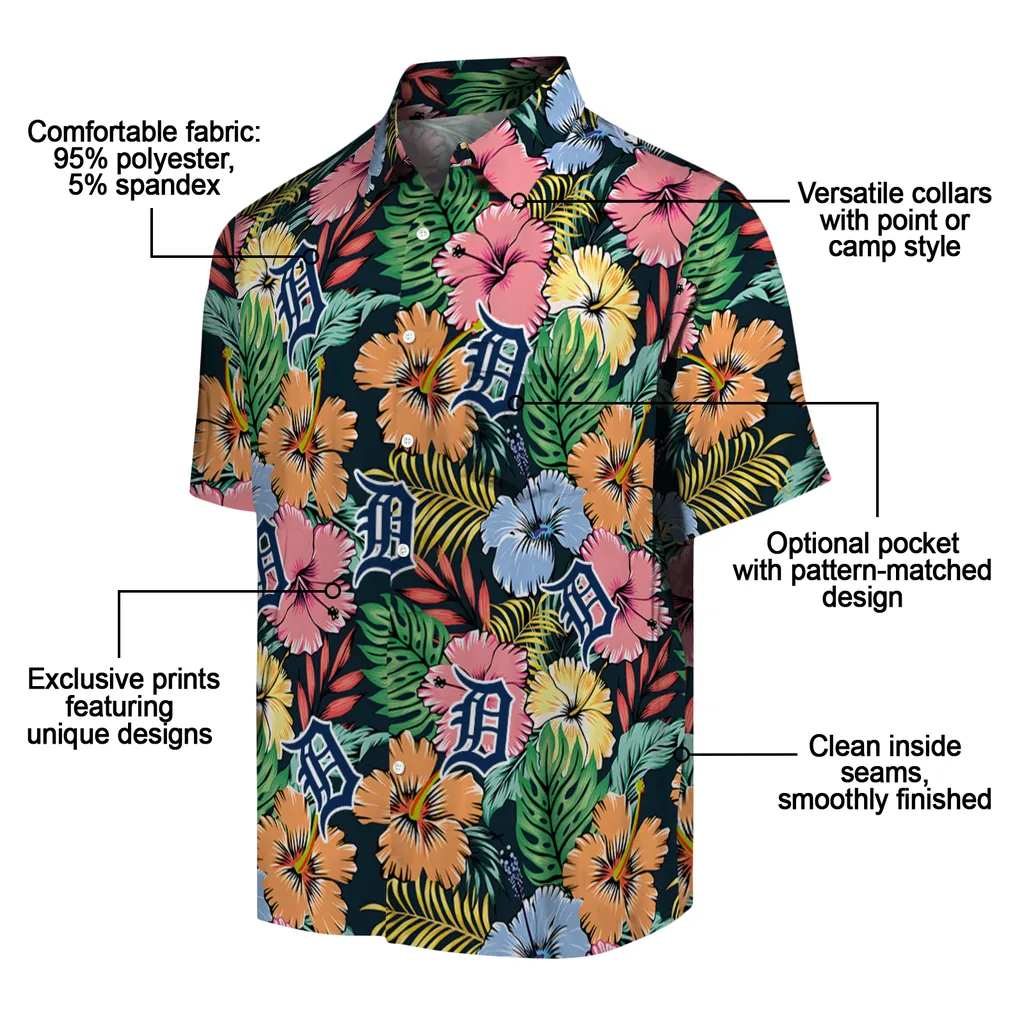 Detroit Tigers Hawaiian Shirt - Brilliant Hibiscus Garden detroit tigers brilliant hibiscus garden hawaiian shirts new arrival