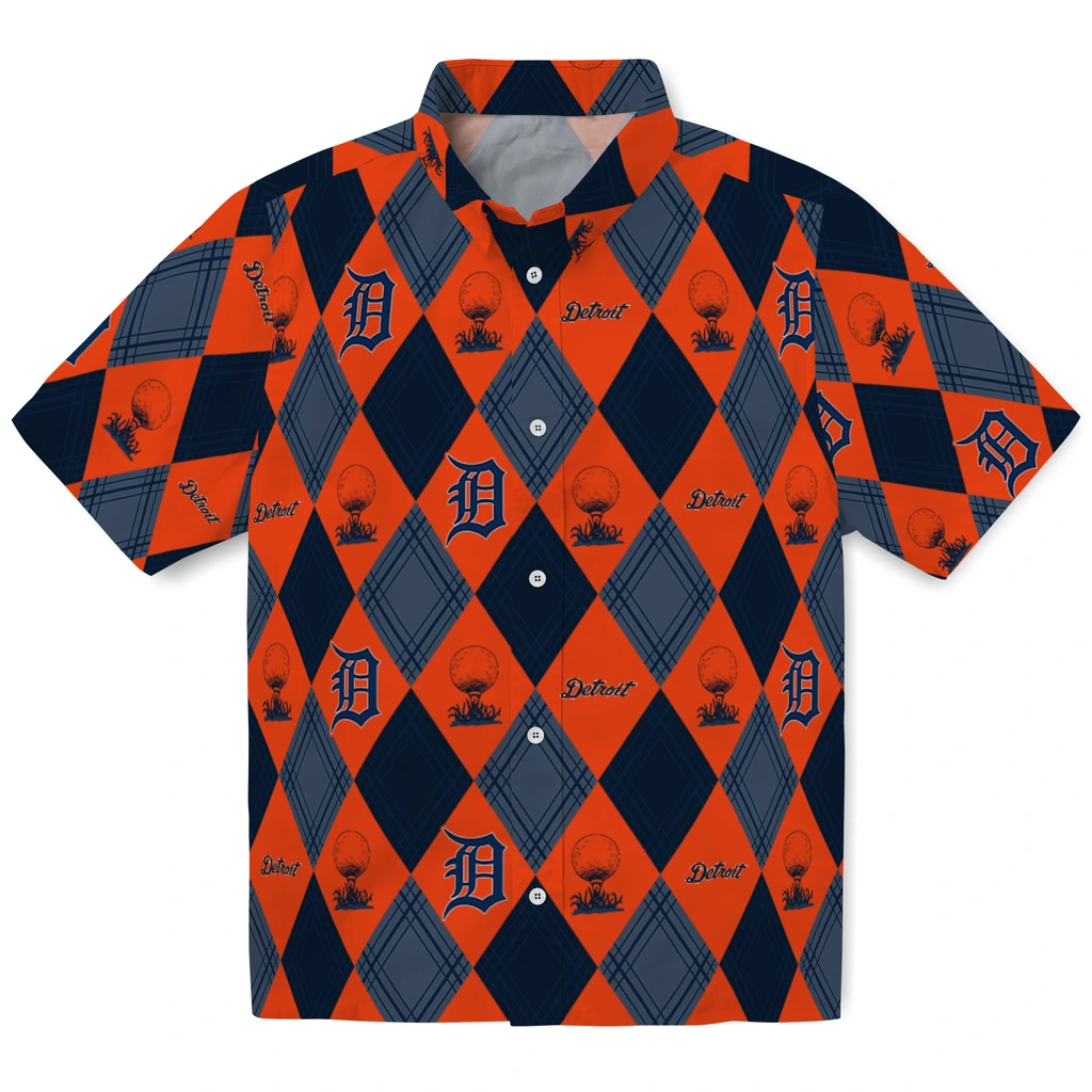 Detroit Tigers Hawaiian Shirt - Golfing Plaid detroit tigers balloon plaid navy hawaiian shirts best selling