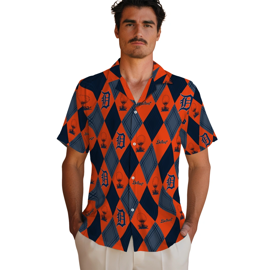Detroit Tigers Hawaiian Shirt - Golfing Plaid detroit tigers balloon plaid navy hawaiian shirts fashion forward