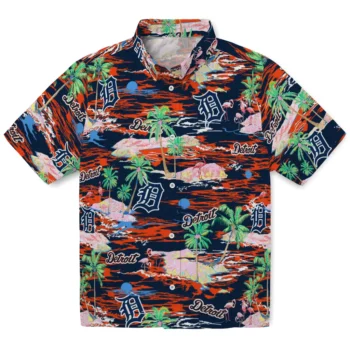 detroit tigers flamingo retreat navy hawaiian shirts best selling