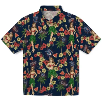 detroit tigers hawaiian girls design navy hawaiian shirts best selling