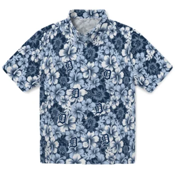 detroit tigers hibiscus blooms navy hawaiian shirts best selling