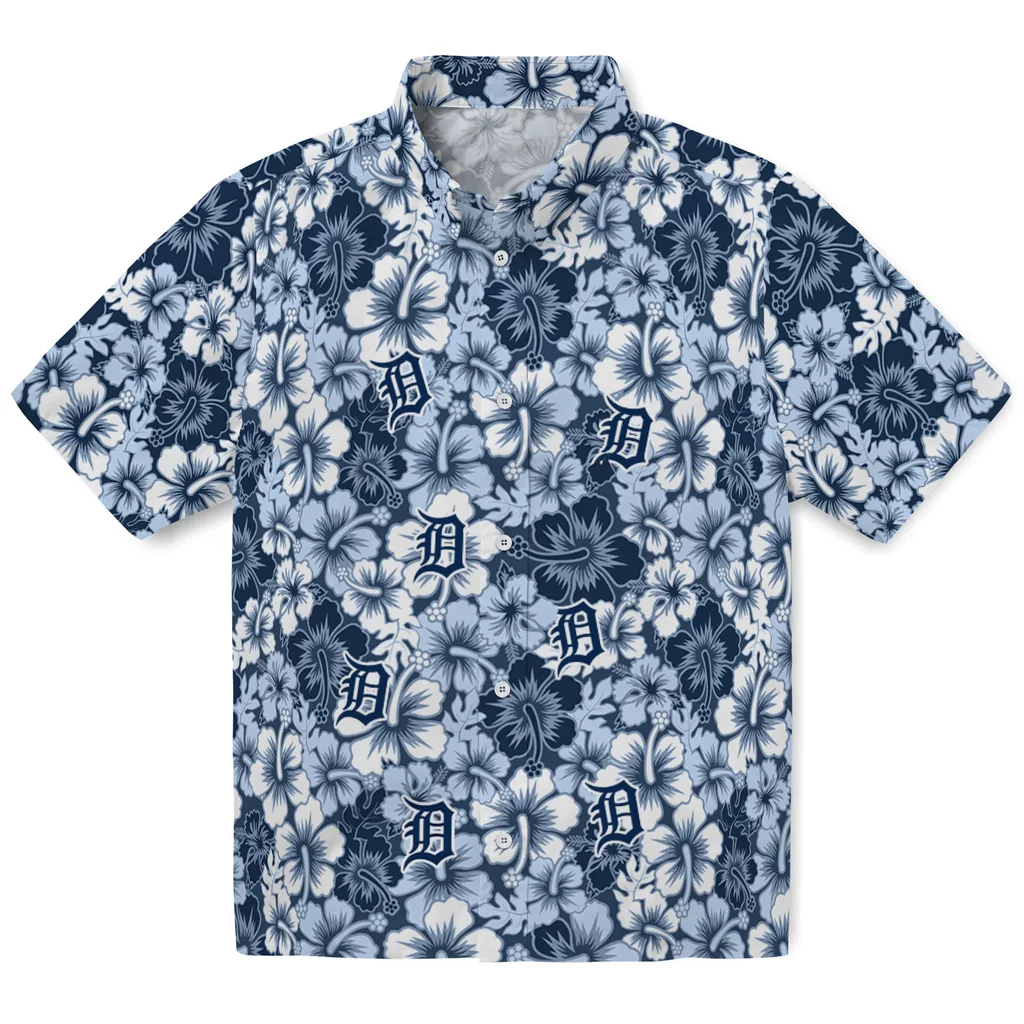Detroit Tigers Hawaiian Shirt - Hibiscus Blooms detroit tigers hibiscus blooms navy hawaiian shirts best selling