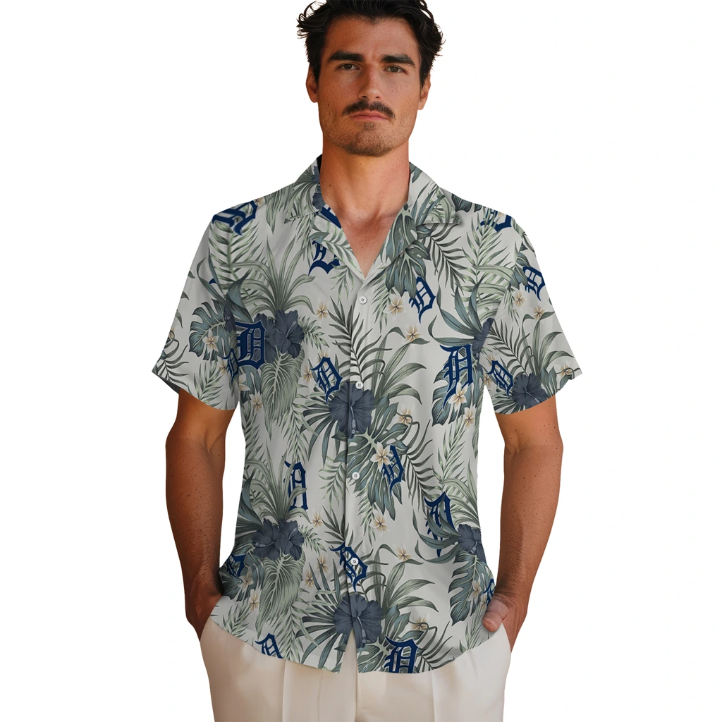 Detroit Tigers Hawaiian Shirt - Hibiscus Designs detroit tigers hibiscus designs beige hawaiian shirts fashion forward