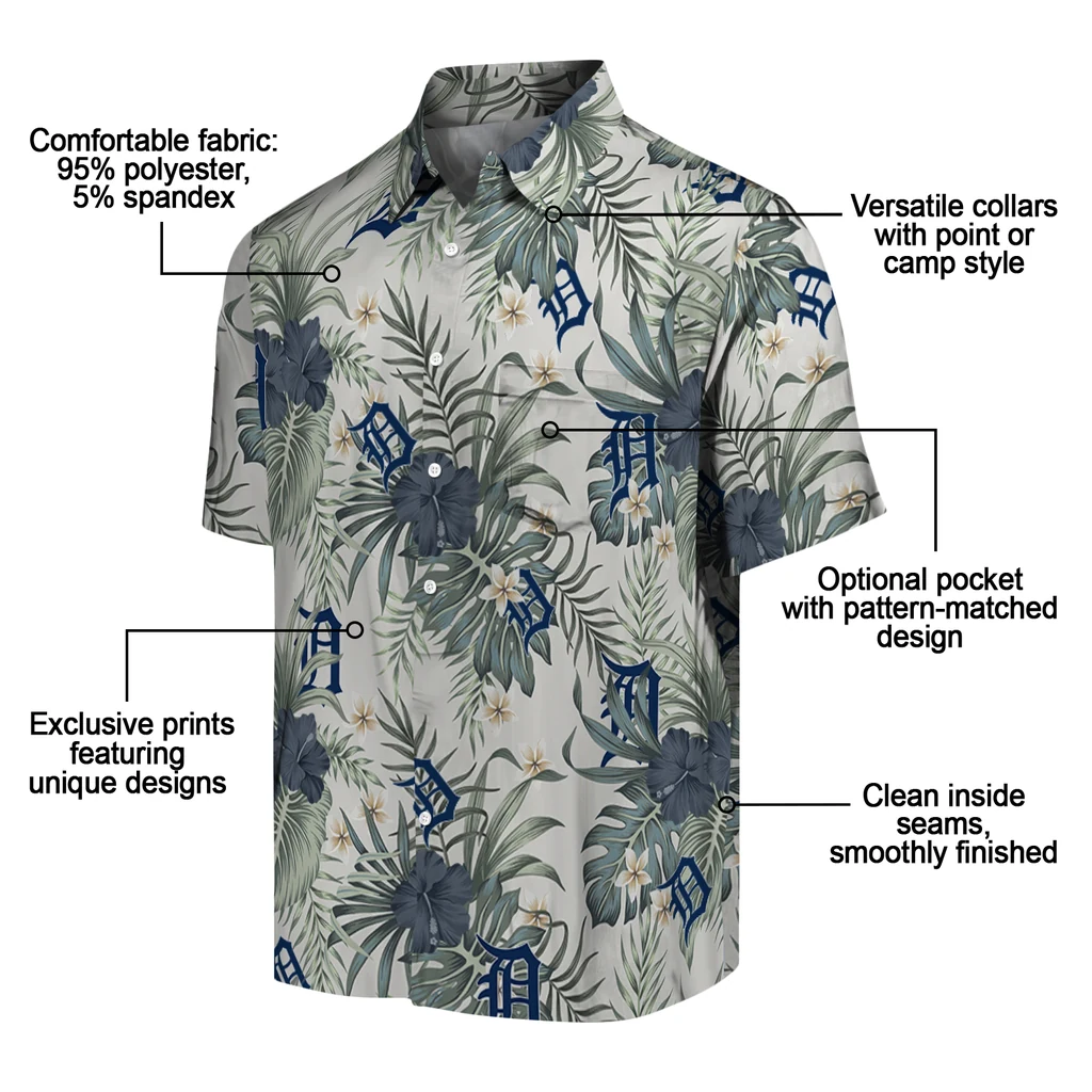 Detroit Tigers Hawaiian Shirt - Hibiscus Designs detroit tigers hibiscus designs beige hawaiian shirts new arrival
