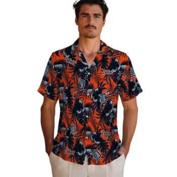 detroit tigers hibiscus exotic navy hawaiian shirts fashion forward