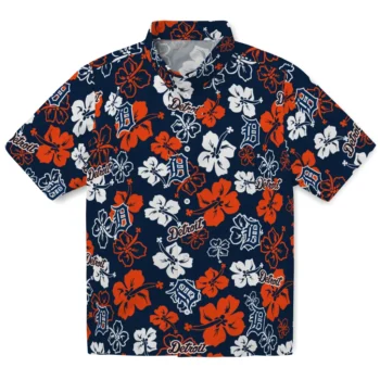 detroit tigers hibiscus bloom navy hawaiian shirts best selling