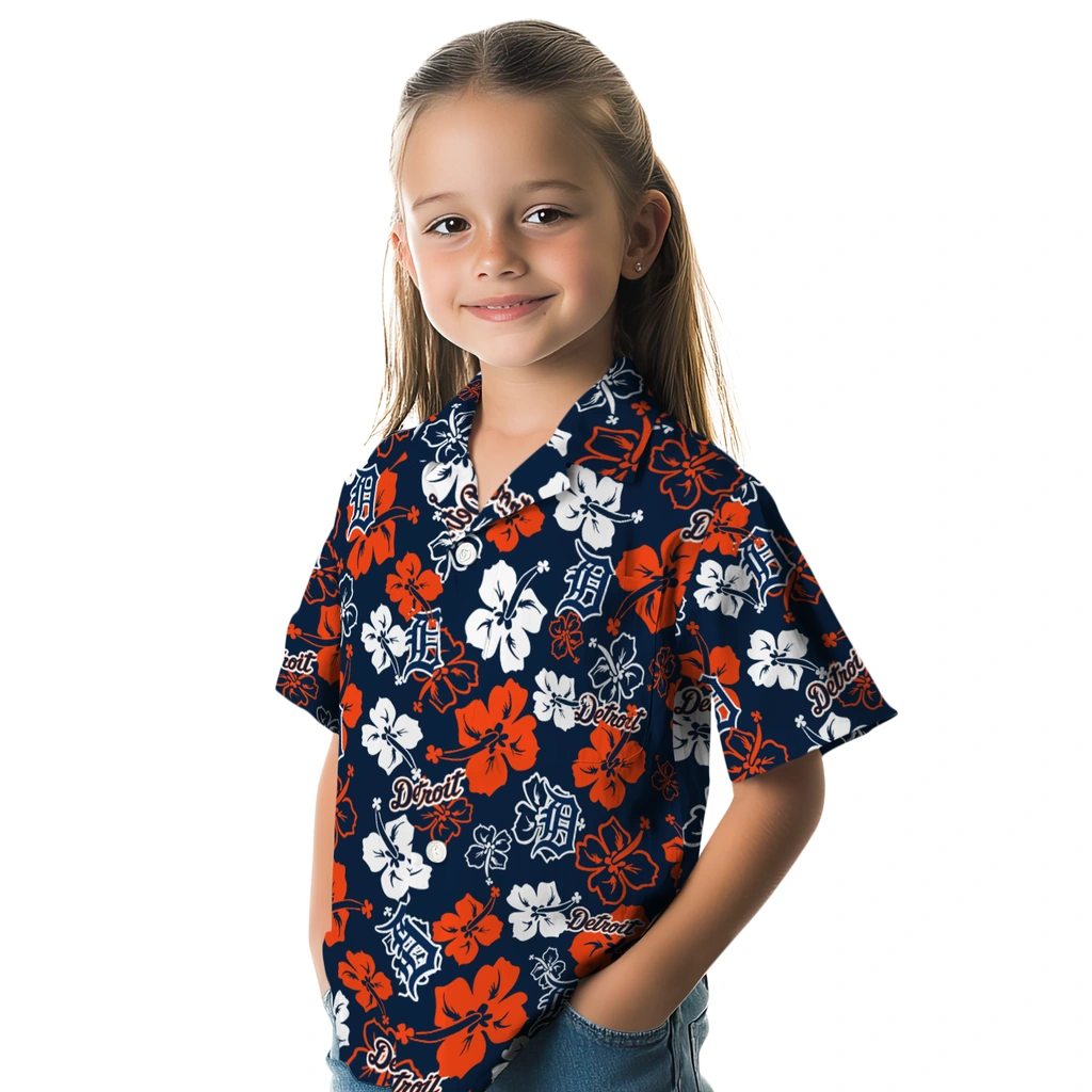 Detroit Tigers Hawaiian Shirt - Hibiscus Flower Design detroit tigers hibiscus bloom navy hawaiian shirts premium grade