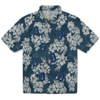 detroit tigers hibiscus flowers navy blue hawaiian shirts best selling