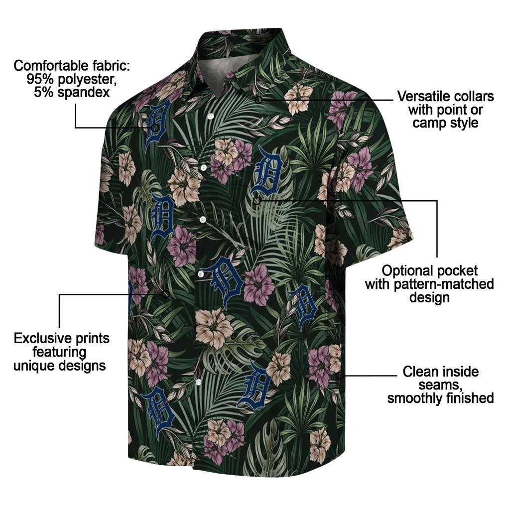 Detroit Tigers Hawaiian Shirt - Hibiscus Leaves Pattern detroit tigers hibiscus leaves pattern green hawaiian shirts new arrival
