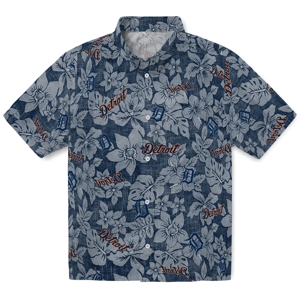 Detroit Tigers Hawaiian Shirt - Hibiscus Oasis detroit tigers hibiscus oasis navy hawaiian shirts best selling