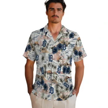 detroit tigers hibiscus seaside white hawaiian shirts fashion forward