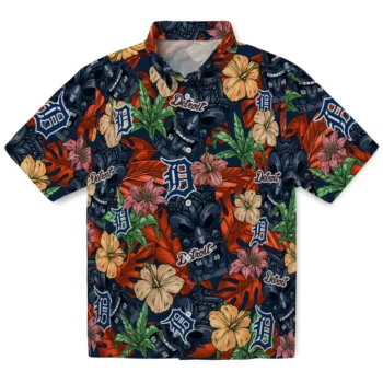 detroit tigers tiki jungle navy hawaiian shirts best selling