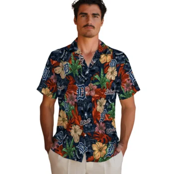 detroit tigers tiki jungle navy hawaiian shirts fashion forward