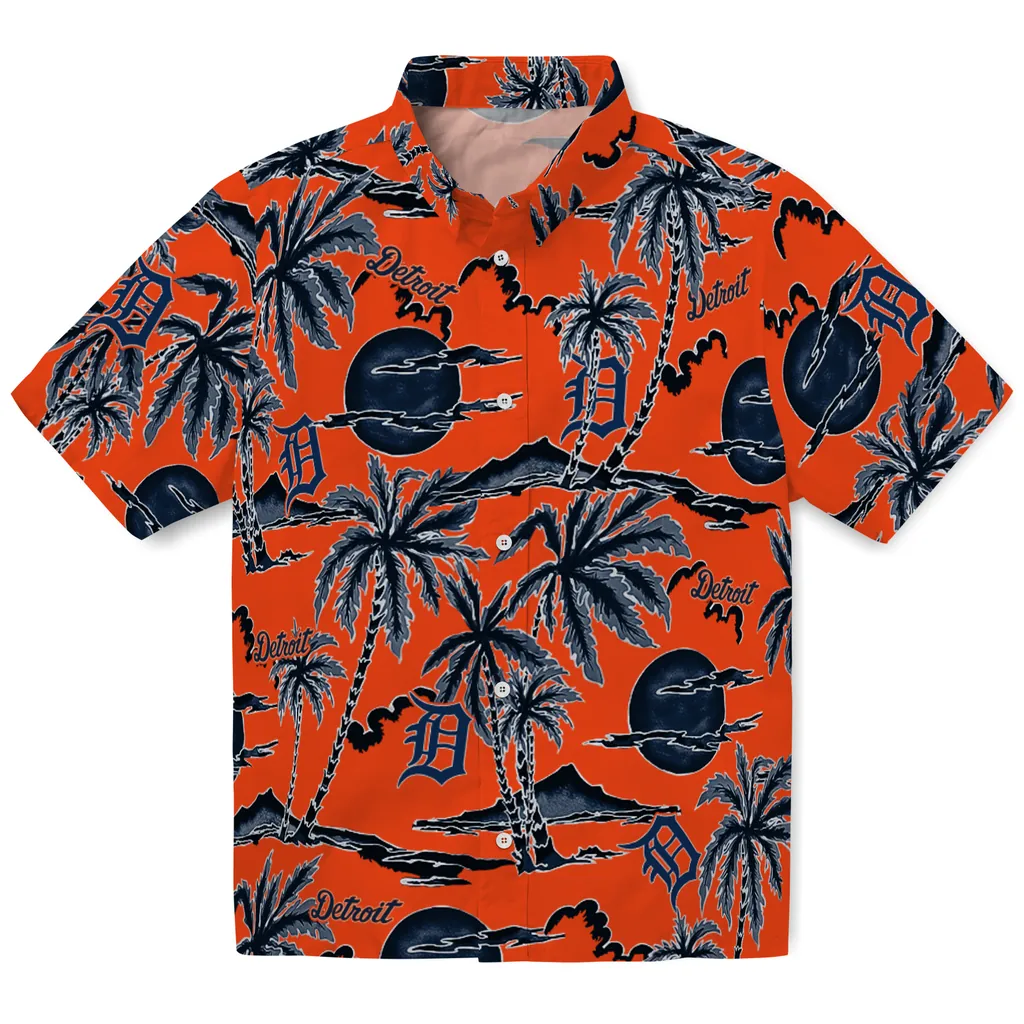 Detroit Tigers Hawaiian Shirt - Palm Sunset detroit tigers palm sunset hawaiian shirts best selling