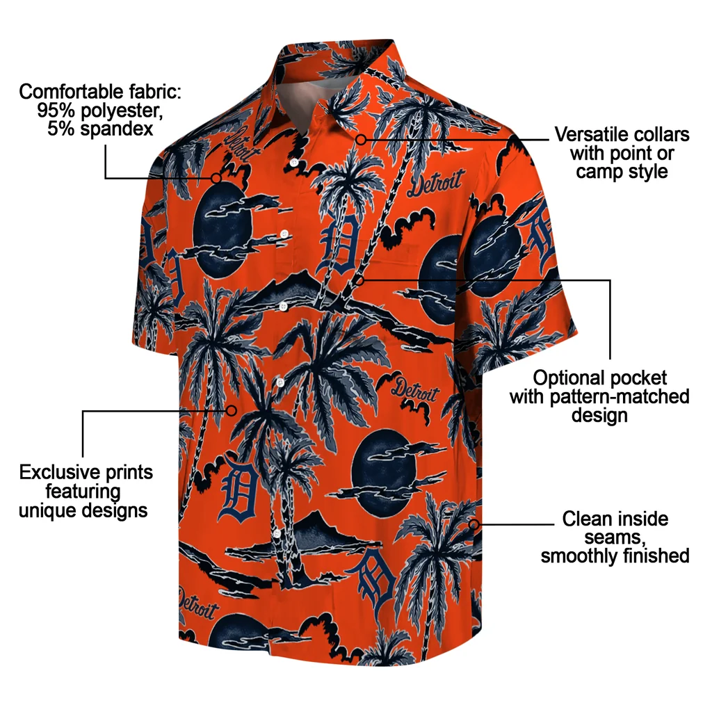 Detroit Tigers Hawaiian Shirt - Palm Sunset detroit tigers palm sunset hawaiian shirts new arrival
