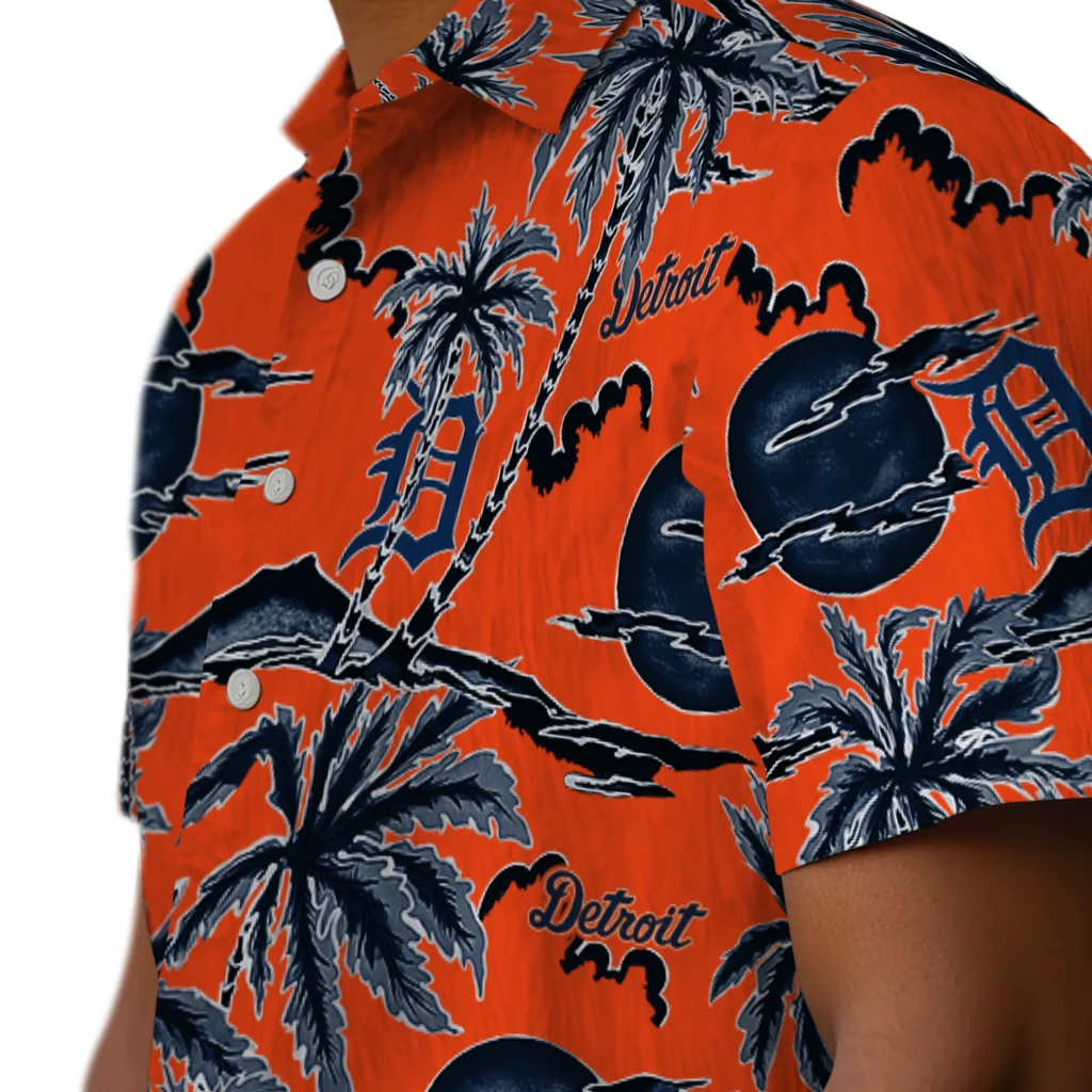 Detroit Tigers Hawaiian Shirt - Palm Sunset detroit tigers palm sunset hawaiian shirts trendy