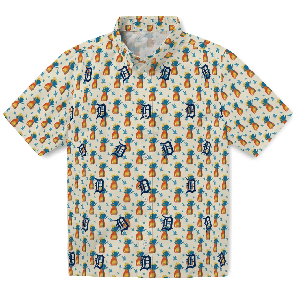 Detroit Tigers Hawaiian Shirt - Pineapple Delight detroit tigers pineapple delight beige hawaiian shirts best selling